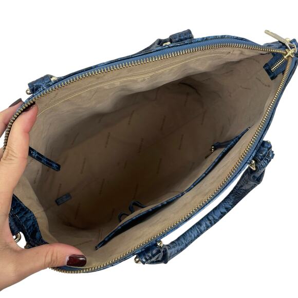 Brahmin Large Duxbury Satchel Bag Melbourne Blue Leather Croc - Picture 8 of 8